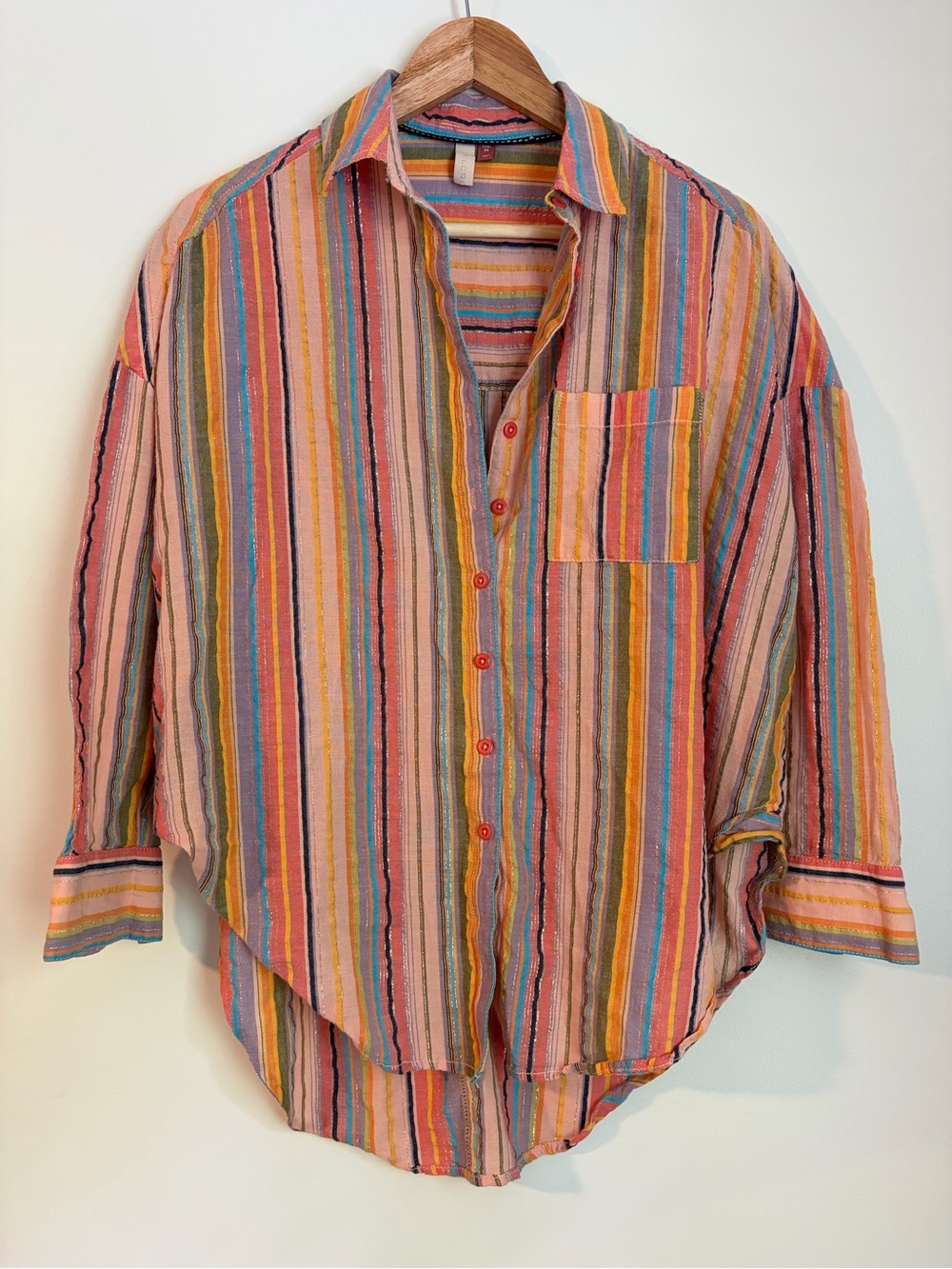 Pilcro Anthropologie Women’s Striped Collared Button Down Shirt XXS/XS Oversized